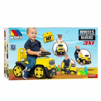 Andarilho Moltó 3x1 Wheels & Blocks Amarelo 89 cm 10 Peças