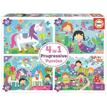 Set di 4 Puzzle Educa 18905 Fantasia