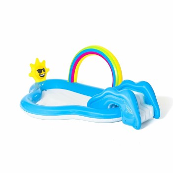 Bestway Aufblasbarer Pool Regenbogen Spielplatz 257x145x91 cm +2 Jahre Garten 53092