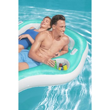 Bestway Colchão Inflável Duplo com Porta-Copos e Geladeira 224x174cm Praia e Piscina 43045