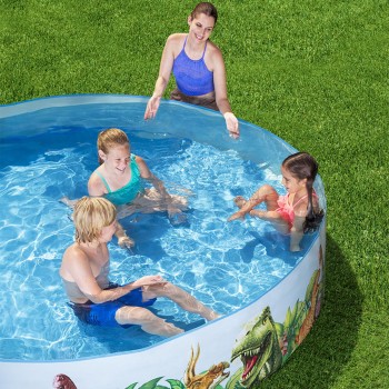 Bestway Piscina Rigida Infantile PVC Dinosauri 244x46 cm +3 Anni Giardino 55001