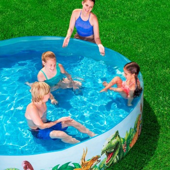 Bestway Piscina Rigida Infantile PVC Dinosauri 244x46 cm +3 Anni Giardino 55001