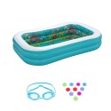Bestway Piscina Inflável 2 Câmaras Fundo 3D Marinho com Acessórios 262x175x51 cm +3 Anos Jardim 54177