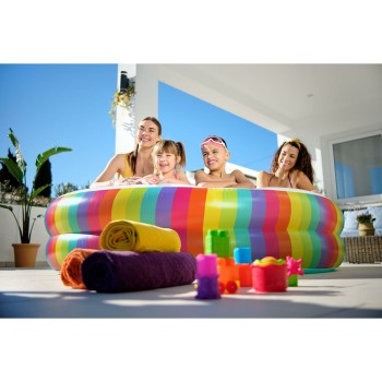 Bestway Piscina Infantil 2 Aros Arco-íris 206x206x51 cm +6 Anos Jardim 54443