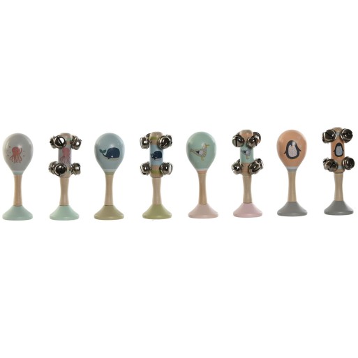 Giocattolo Musicale Home ESPRIT Legno 11,5 x 2 x 15,5 cm Maracas (4 Unità)