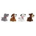 Peluche Home ESPRIT Blanco Marrón Gris Poliéster Perro 22 x 21 x 26 cm (4 Unidades)