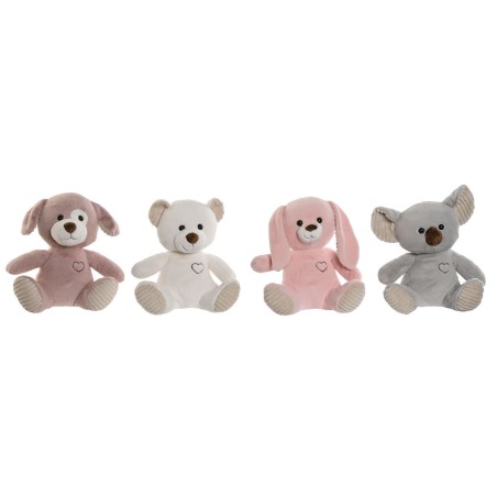 Peluche Home ESPRIT Bianco Marrone Grigio Rosa Poliestere Animale 25 x 20 x 28 cm (4 Unità)