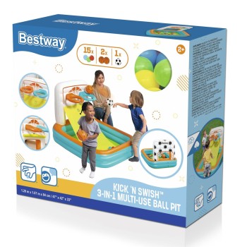 Bestway Piscina Gonfiabile Infantile con Canestri e Palline 120x107x84 cm +2 Anni 52728