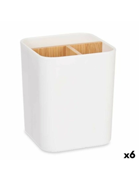 Portacepillos de Dientes Berilo B9041-WHITE Blanco Bambú Polipropileno 9 x 11 x 9 cm (6 Unidades)