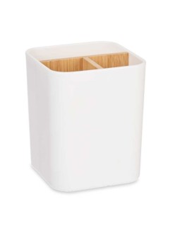 Portacepillos de Dientes Berilo B9041-WHITE Blanco Bambú Polipropileno 9 x 11 x 9 cm (6 Unidades)