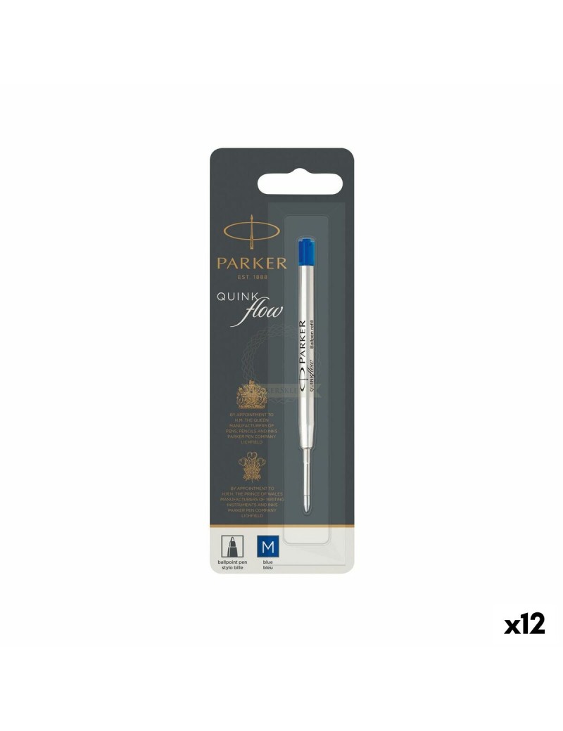 Refill for ballpoint pen Parker Quink Flow Blue (12 Units)