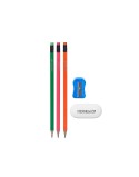 Bleistifte Set Pincello 477 Blau Rot grün Orange Spitzer Radiergummi (12 Stück)