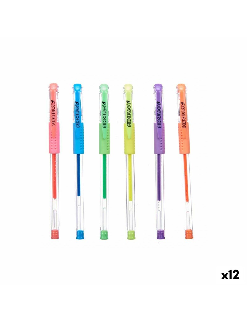 Set di Penne Pincello 493 Giallo Azzurro Verde Multicolore Arancio (12 Unità)