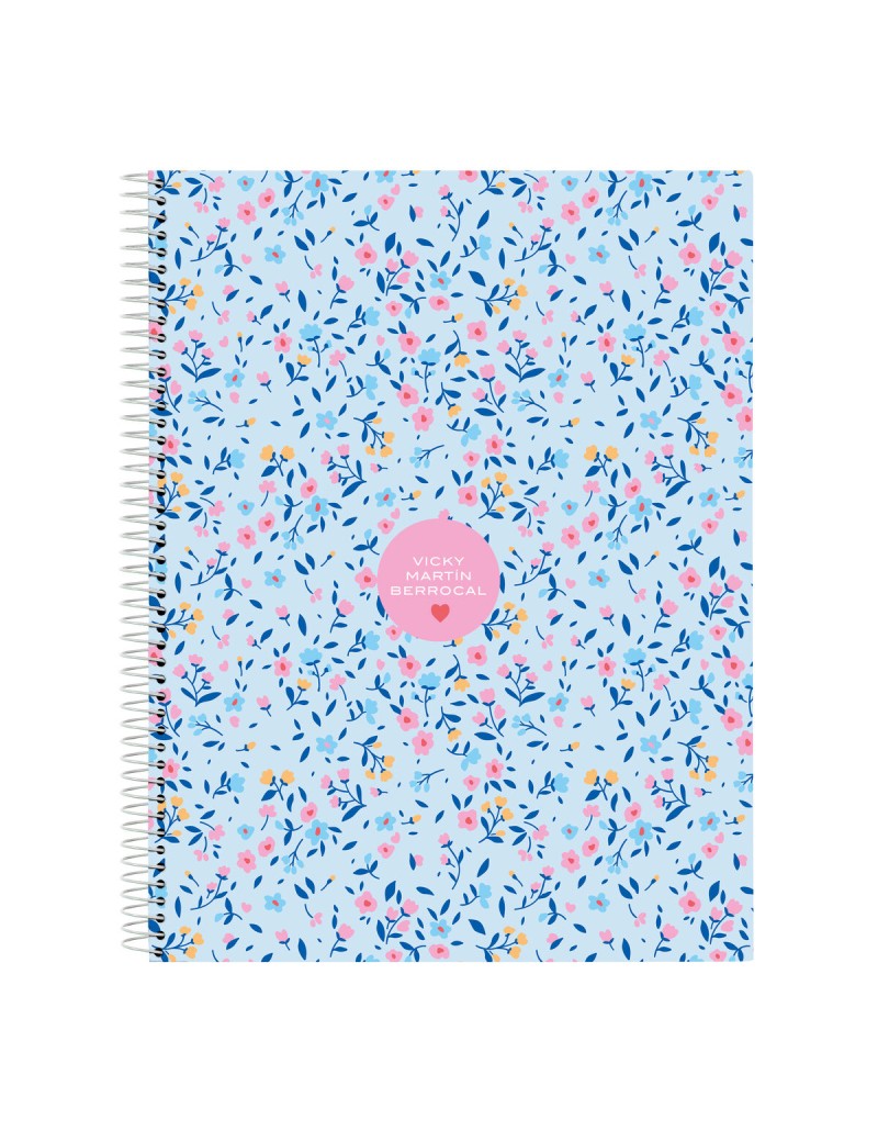 Caderno Vicky Martín Berrocal Paraíso Azul Cor de Rosa A4 120 Folhas