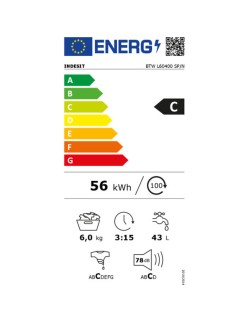 Lavadora Indesit BTW L60400 SP/N 1000 rpm 40 cm 6 Kg