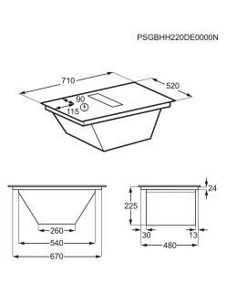 Plaque à Induction Electrolux TCH74B01FB 71 cm 3200 W 7350 W