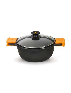 Kasserolle mit Glasabdeckung BRA A270328 5,7 L (Ø 28 cm) Schwarz Metall Aluminium Aluminiumguss Ø 28 cm Aluminio