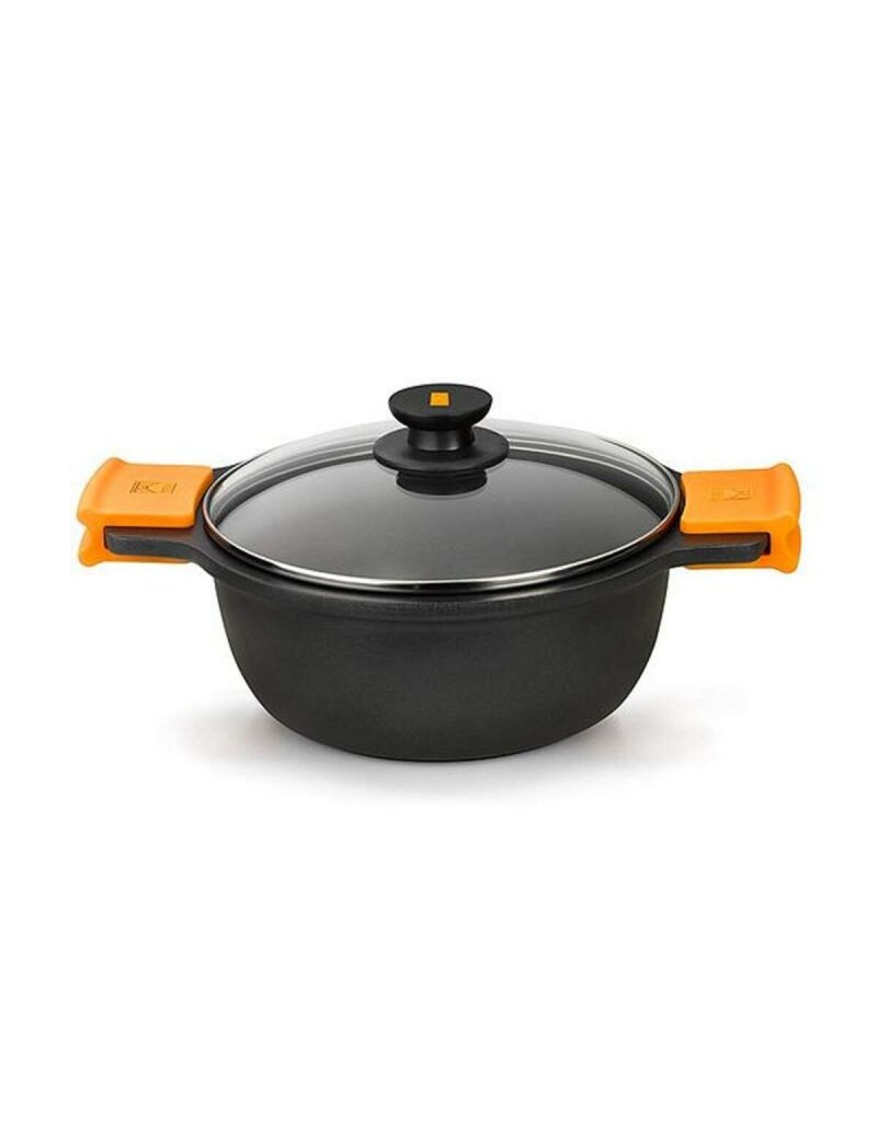 Casserole with glass lid BRA A270328 5,7 L (Ø 28 cm) Black Metal Aluminium Cast aluminium Ø 28 cm Aluminio