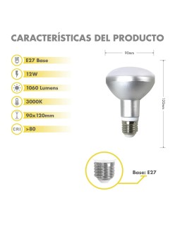 LED lamp Silver Electronics 999007 R90 E27 Grey 12 W 3000K