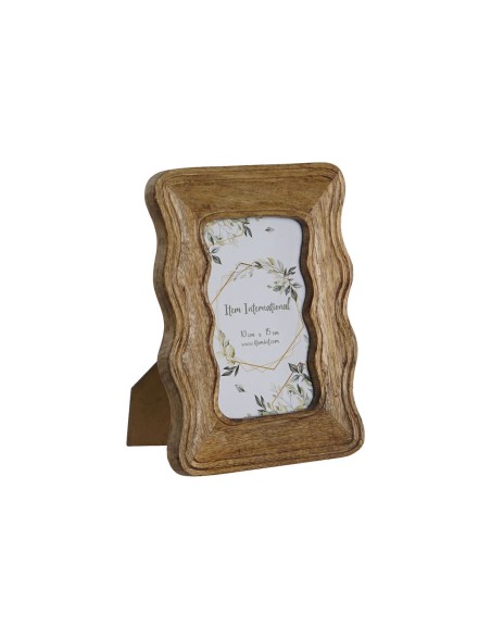 Cornice Portafoto Home ESPRIT Naturale Legno di mango Onde Città 16 x 2 x 21 cm