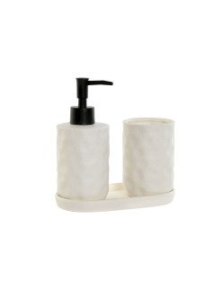 Badezimmer Set Home ESPRIT Weiß ABS Dolomite 17,5 x 9,5 x 18 cm 3 Stücke