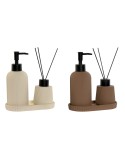 Ensemble de Bain Home ESPRIT Crème Terre cuite ABS Dolomite 17 x 9 x 2 cm 3 Pièces (2 Unités)