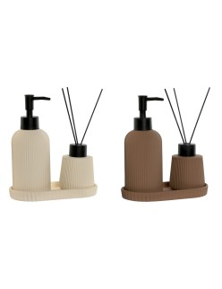 Badezimmer Set Home ESPRIT Creme Terrakotta ABS Dolomite 17 x 9 x 2 cm 3 Stücke (2 Stück)
