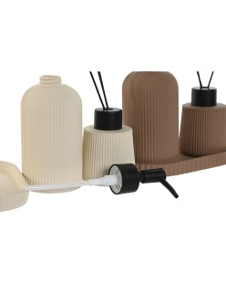 Ensemble de Bain Home ESPRIT Crème Terre cuite ABS Dolomite 17 x 9 x 2 cm 3 Pièces (2 Unités)