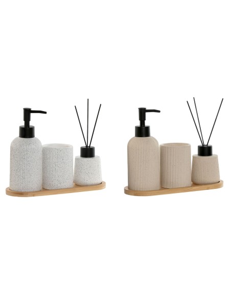 Badezimmer Set Home ESPRIT Weiß Creme Bambus Dolomite 24 x 9 x 1 cm 4 Stücke (2 Stück)