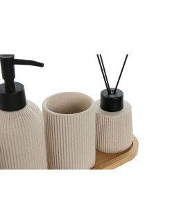 Badezimmer Set Home ESPRIT Weiß Creme Bambus Dolomite 24 x 9 x 1 cm 4 Stücke (2 Stück)