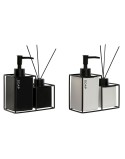 Bath Set Home ESPRIT White Black Metal Dolomite 14,5 x 8 x 17 cm 2 Pieces (2 Units)