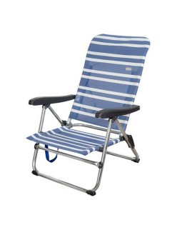 Silla de Playa Colorbaby 62601 Azul/Blanco Aluminio 61 x 50 x 85 cm Blanco Azul marino (61 x 50 x 85 cm)