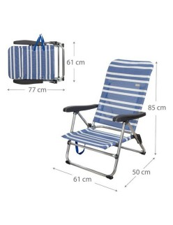 Silla de Playa Colorbaby 62601 Azul/Blanco Aluminio 61 x 50 x 85 cm Blanco Azul marino (61 x 50 x 85 cm)