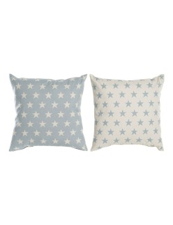 Cuscino DKD Home Decor Azzurro 60 x 10 x 60 cm Stelle Bianco (2 Unità)