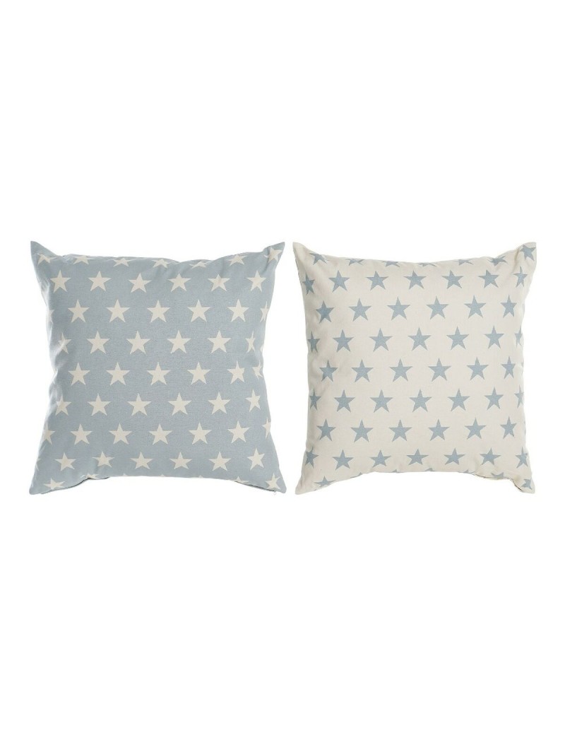 Cuscino DKD Home Decor Azzurro 60 x 10 x 60 cm Stelle Bianco (2 Unità)