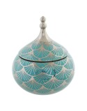 Boîte à bijoux DKD Home Decor Porcelaine Turquoise 14 x 14 x 17 cm