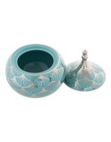Boîte à bijoux DKD Home Decor Porcelaine Turquoise 14 x 14 x 17 cm