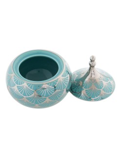 Boîte à bijoux DKD Home Decor Porcelaine Turquoise 14 x 14 x 17 cm