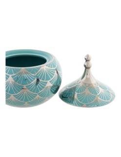 Boîte à bijoux DKD Home Decor Porcelaine Turquoise 14 x 14 x 17 cm