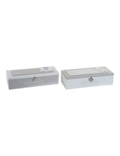 Scatola Decorativa DKD Home Decor Metallo Legno MDF (24 x 8 x 6 cm) (2 pcs)