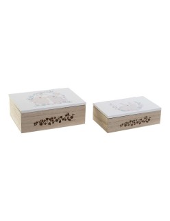 Set di Scatole Decorative DKD Home Decor Legno MDF (17 x 12 x 6 cm)