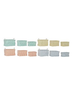 Set di Cestini DKD Home Decor Giallo Azzurro Verde Arancio Plastica 35 x 25 x 23 cm (4 Pezzi)
