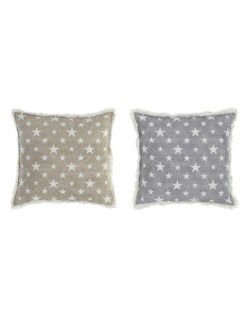 Almofada DKD Home Decor Cinzento Bege Poliéster Algodão Alumínio (45 x 10 x 45 cm) (2 Unidades)
