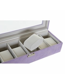 Scatola-Portagioie DKD Home Decor 8424001859894 33 x 11 x 9 cm Cristallo Lilla Poliuretano