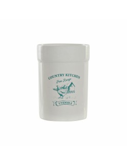 Contenitore per Utensili da Cucina DKD Home Decor Bianco Verde Dolomite 12,5 x 12,5 x 17,5 cm (12 Unità) (1 Unità)