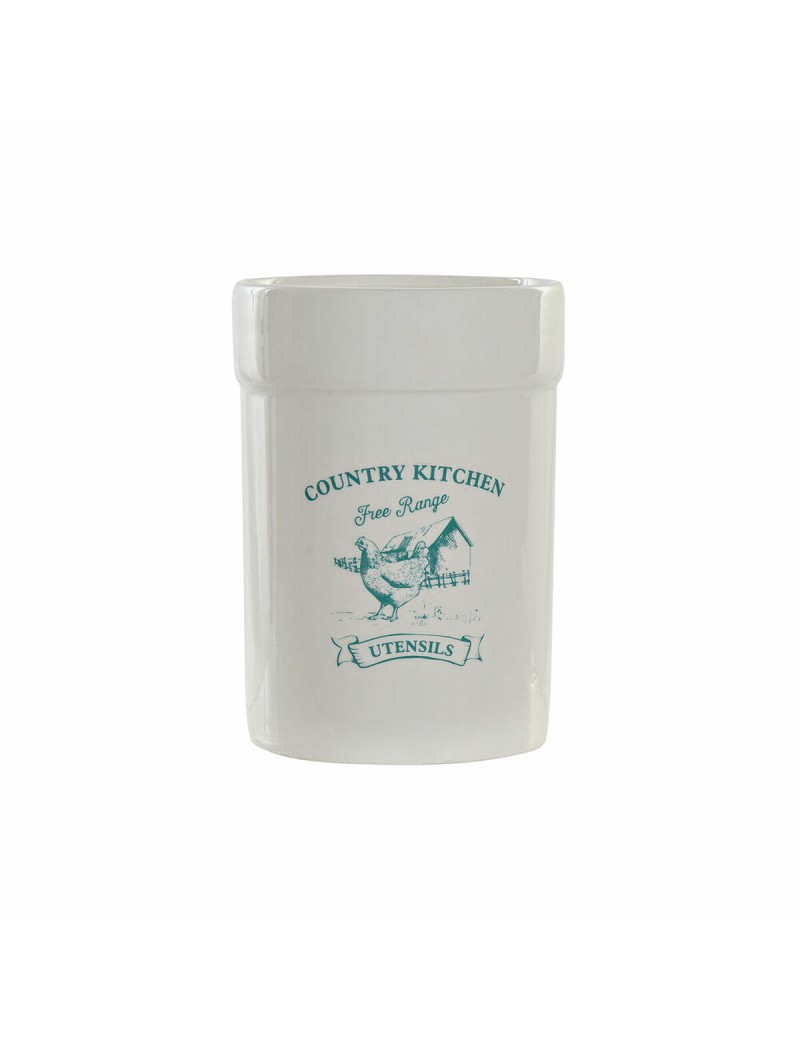 Contenitore per Utensili da Cucina DKD Home Decor Bianco Verde Dolomite 12,5 x 12,5 x 17,5 cm (12 Unità) (1 Unità)