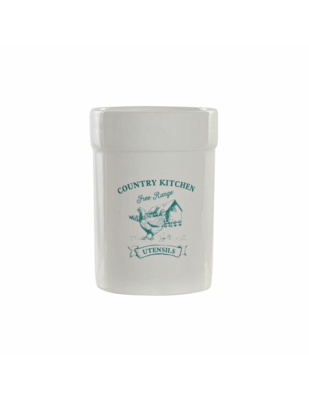 Contenitore per Utensili da Cucina DKD Home Decor Bianco Verde Dolomite 12,5 x 12,5 x 17,5 cm (12 Unità) (1 Unità)