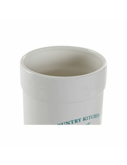 Contenitore per Utensili da Cucina DKD Home Decor Bianco Verde Dolomite 12,5 x 12,5 x 17,5 cm (12 Unità) (1 Unità)