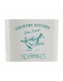 Contenitore per Utensili da Cucina DKD Home Decor Bianco Verde Dolomite 12,5 x 12,5 x 17,5 cm (12 Unità) (1 Unità)