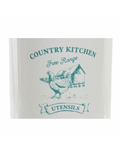 Contenitore per Utensili da Cucina DKD Home Decor Bianco Verde Dolomite 12,5 x 12,5 x 17,5 cm (12 Unità) (1 Unità)